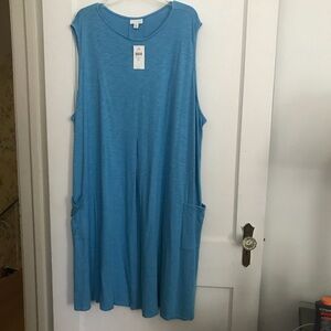 J Jill 4XL Sleeveless Coastal Blue Dress with pockets; New w/ tags